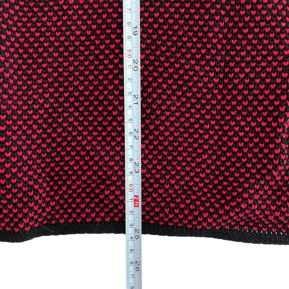 Calvin Klein Womens Large Sweater Cowl Neck Knit Red Blk Color Block Long Sleeve - Picture 7 of 9